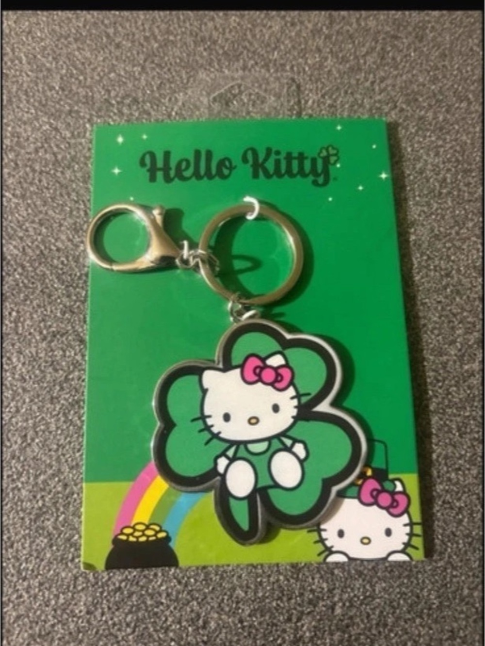 Hello Kitty Keychain Green Pink NWT